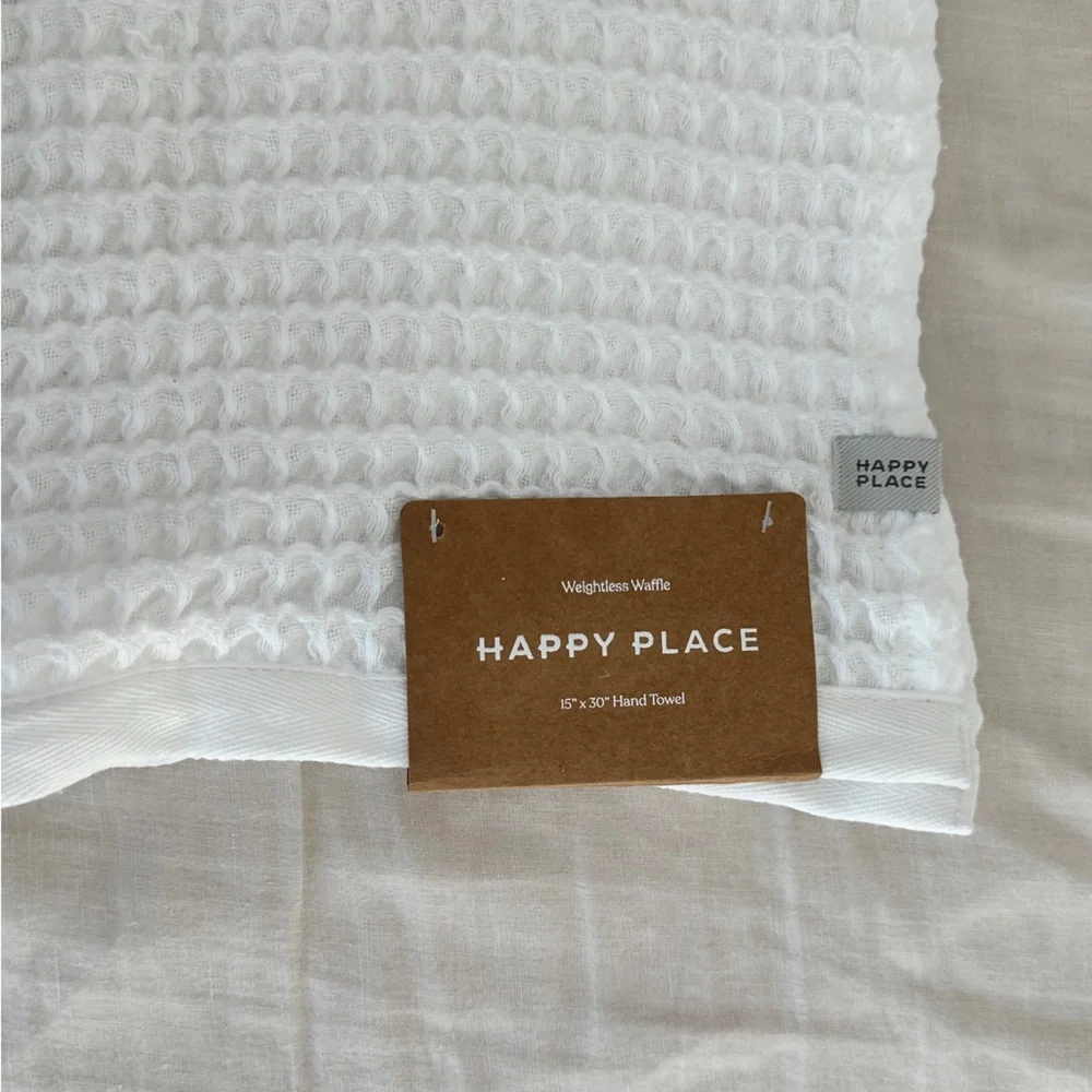 NWT Happy Place Organic Weightless Waffle Hand Towel